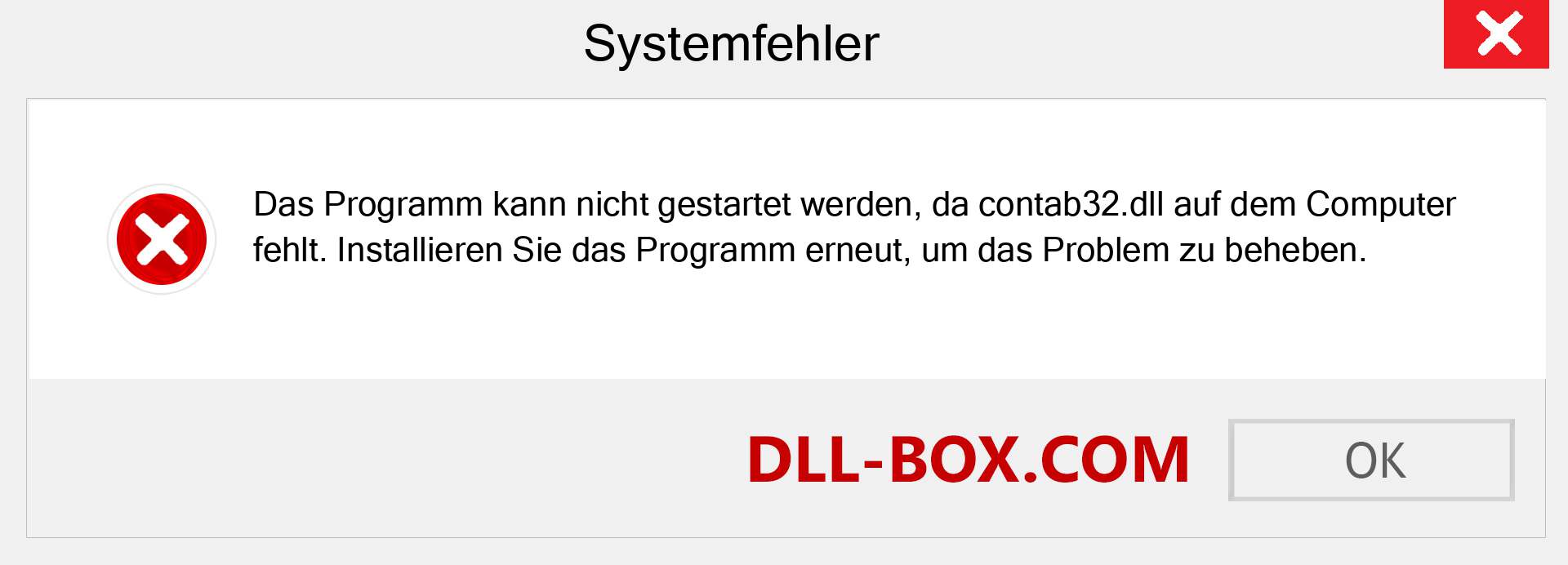 contab32.dll-Datei fehlt?. Download für Windows 7, 8, 10 - Fix contab32 dll Missing Error unter Windows, Fotos, Bildern