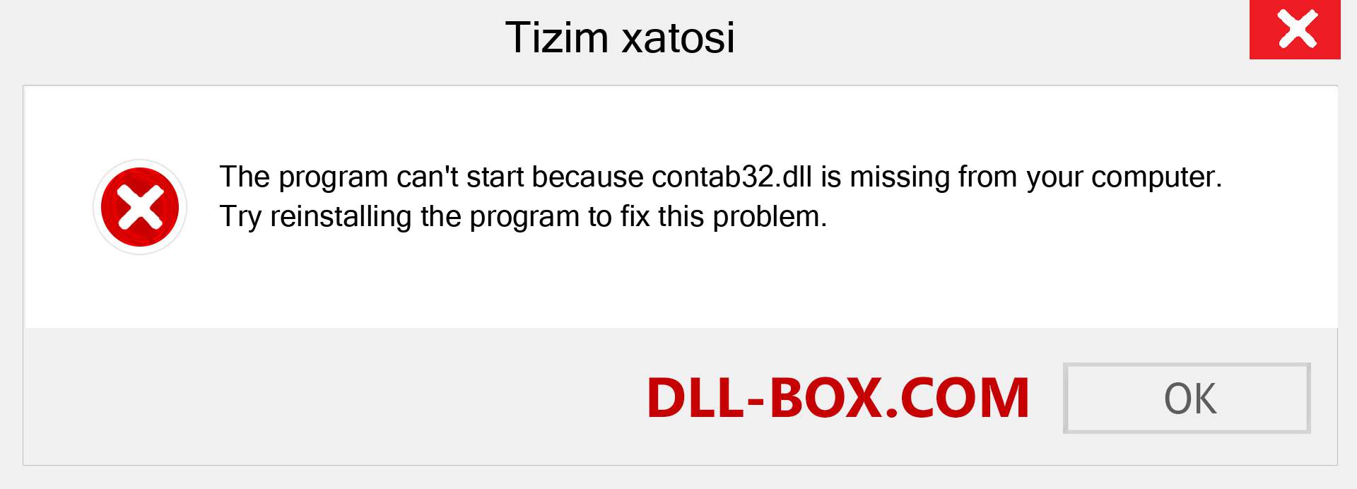 contab32.dll fayli yo'qolganmi?. Windows 7, 8, 10 uchun yuklab olish - Windowsda contab32 dll etishmayotgan xatoni tuzating, rasmlar, rasmlar